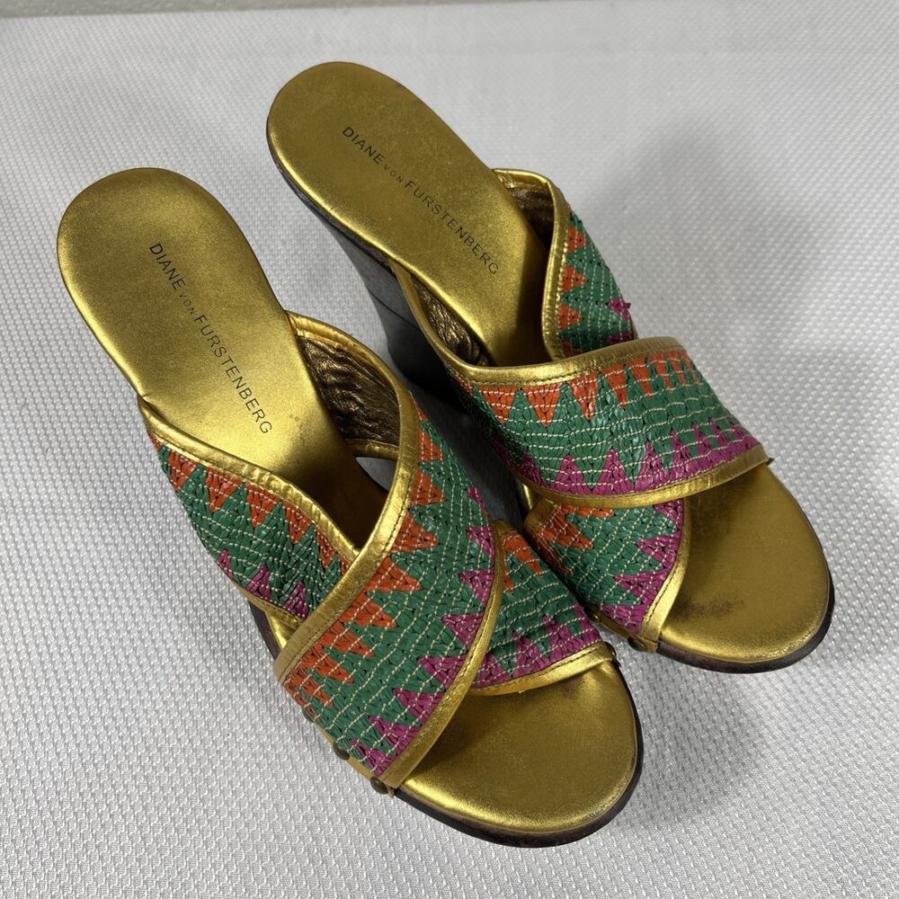 Diane Von Furstenberg Woven Wedge Sandal‎ Size 9.5
